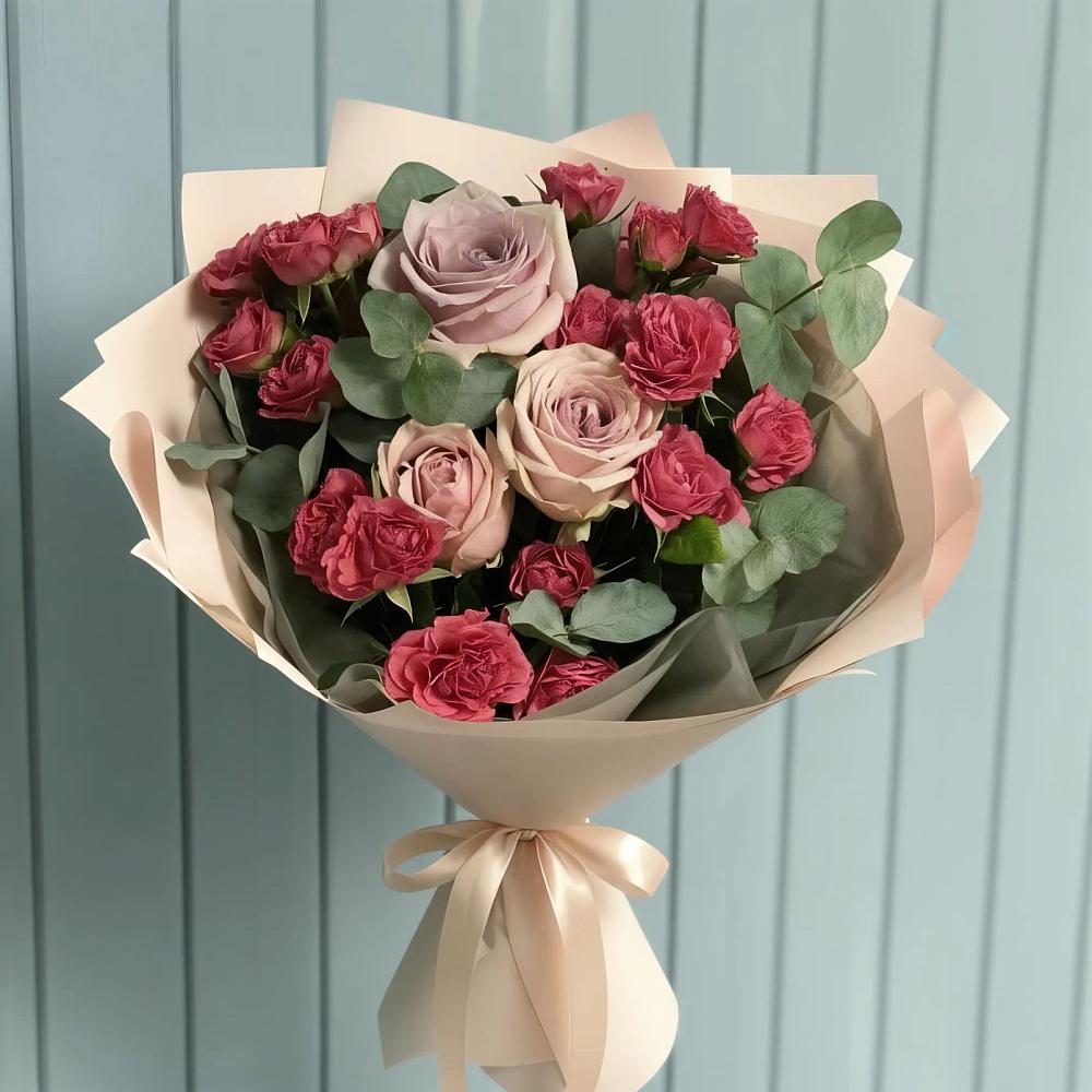 Букет цветов из: Гвоздики и Розы в Новый Быт