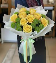 Букет цветов из:  Хризантемы и Розы в Новый Быт