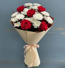 Букет цветов из:  Розы и Хризантемы в Новый Быт