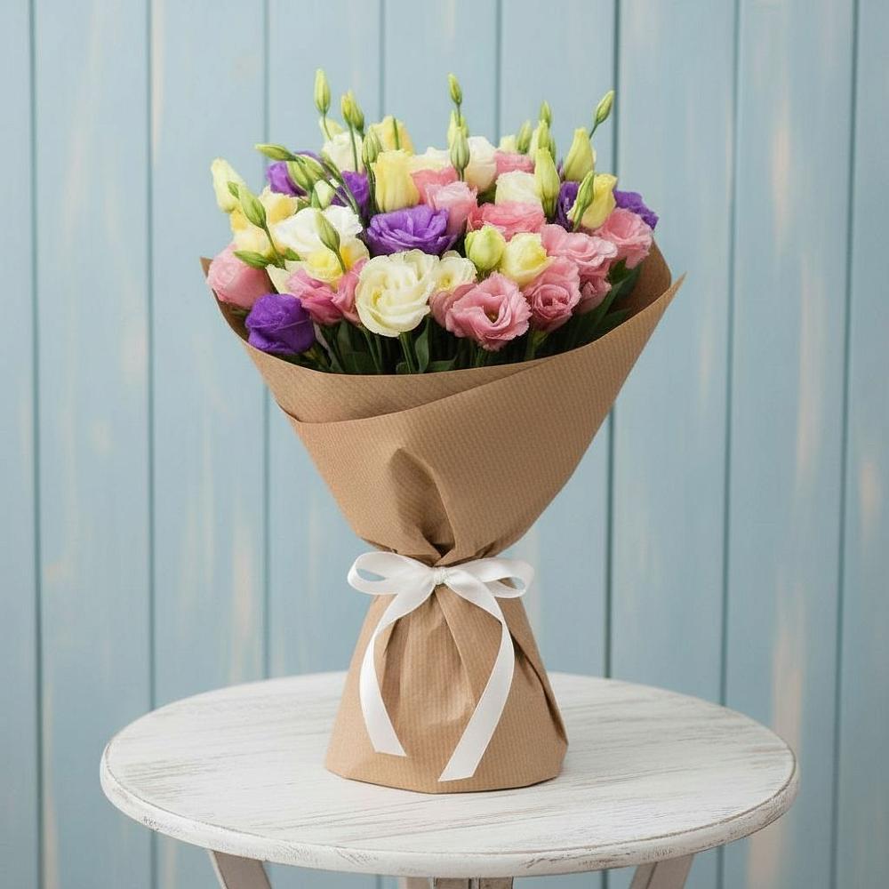 Букет цветов из: Лизиантусы в Новый Быт