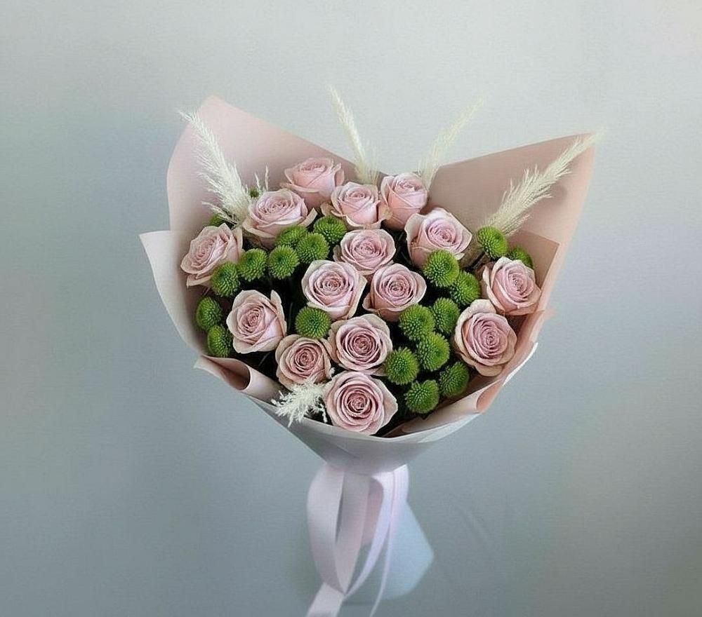 Букет цветов из: Розы и Хризантемы в Новый Быт