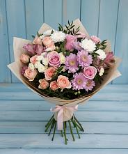 Букет цветов из:  Хризантемы, Розы и Альстромерии #REPLACE_PRED# Новый Быт