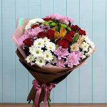 Букет цветов из:  Розы, Хризантемы и Альстромерии в Новый Быт