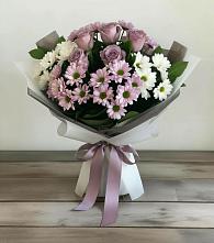 Букет цветов из:  Хризантемы и Розы в Новый Быт