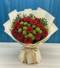 Букет цветов из:  Розы и Хризантемы в Новый Быт