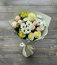 Букет цветов из:  Альстромерии, Розы и Хризантемы в Новый Быт