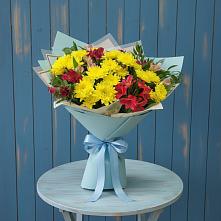 Букет цветов из:  Альстромерии и Хризантемы в Новый Быт