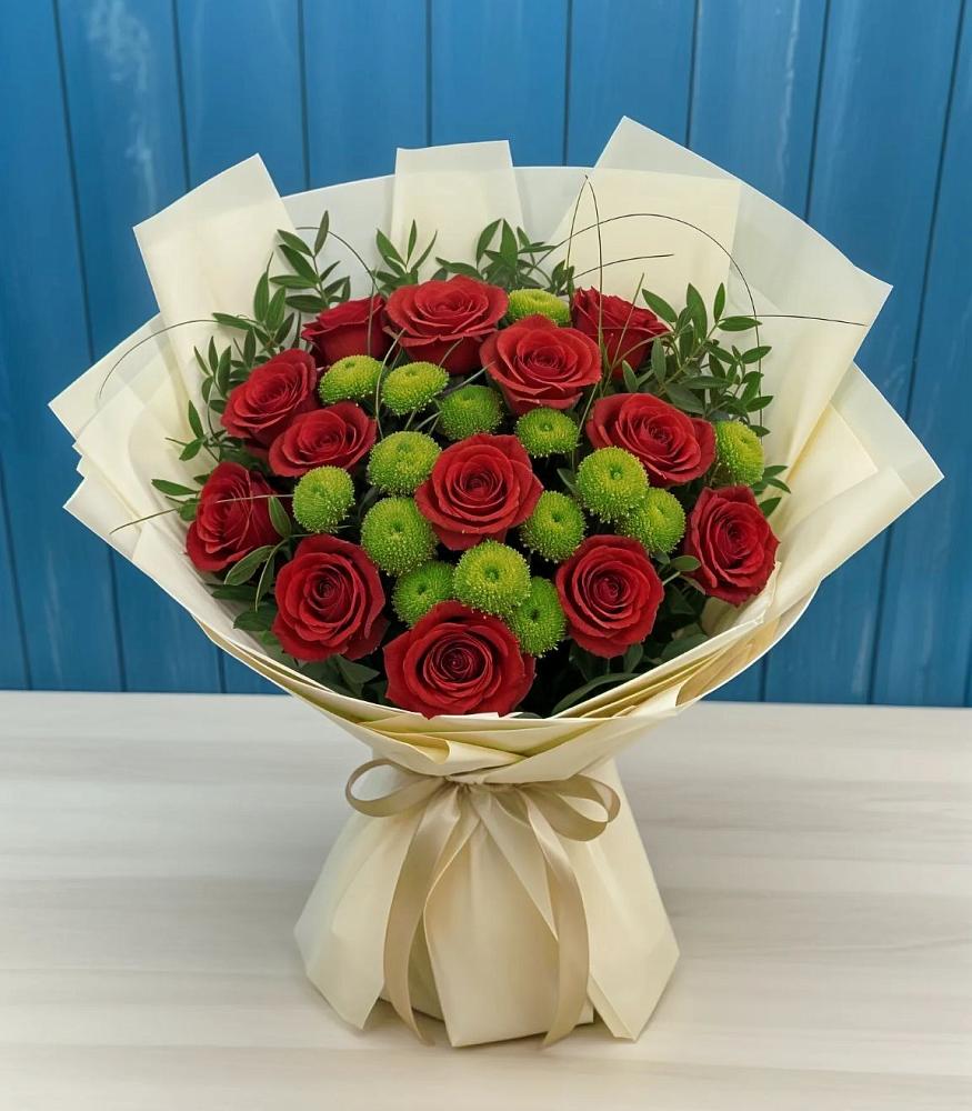 Букет цветов из: Розы и Хризантемы в Новый Быт