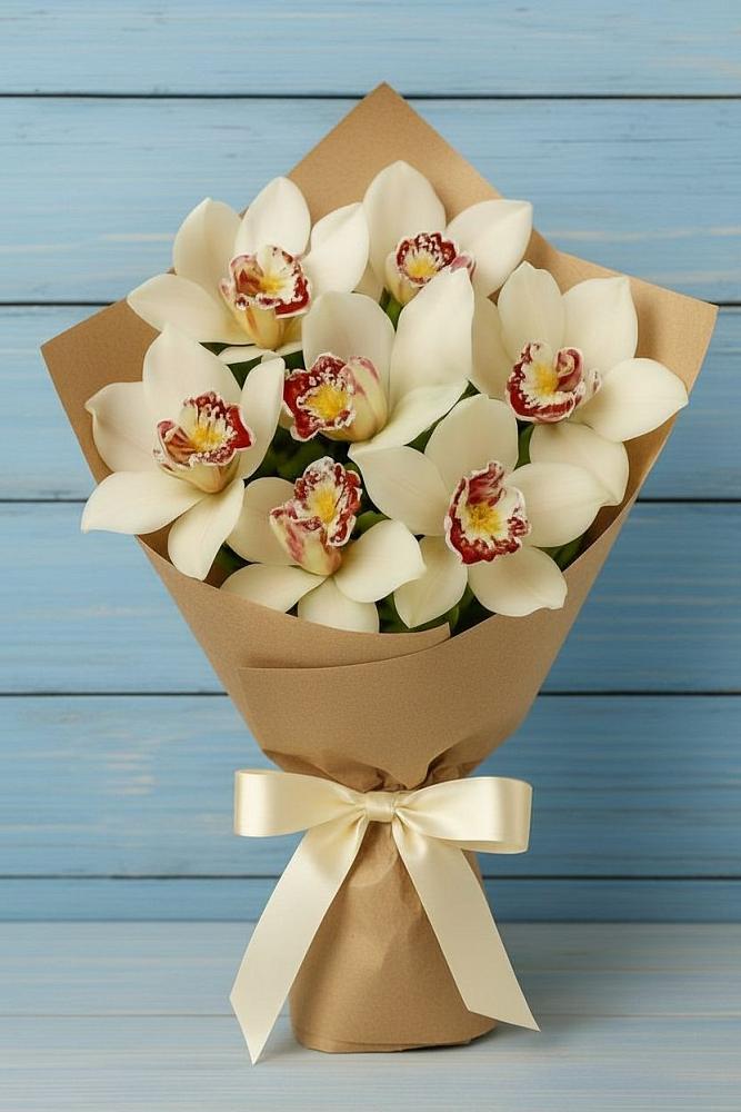 Букет цветов из: Орхидеи и Розы в Новый Быт